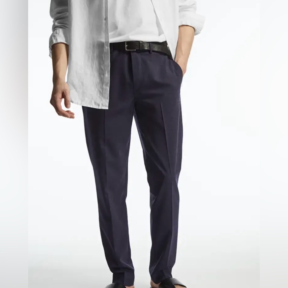 COS Wool Melange Navy Dress Tailored Trousers Slim Fit 32R NWT